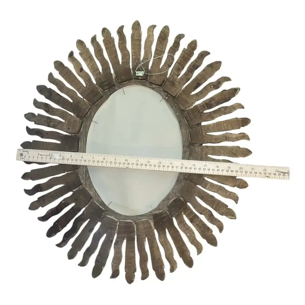 Vintage Gold Gilt Wood Sunburst Wall Mirror with Oval Center